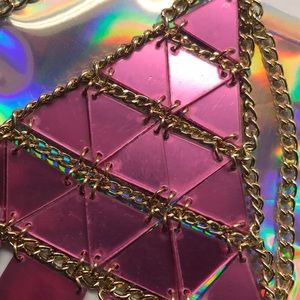 Pink sequin bra harness top hot metallic mirror